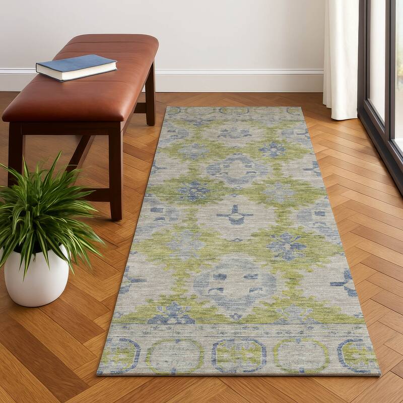Premium Washable Super Soft Vintage Traditional Mayfield Rug - Aloe - 2'3" x 7'6"