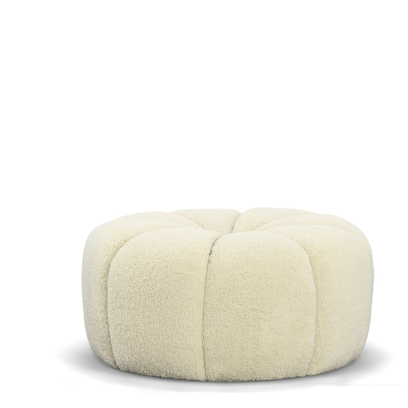Divani Casa Gadson Contemporary White Sherpa Ottoman