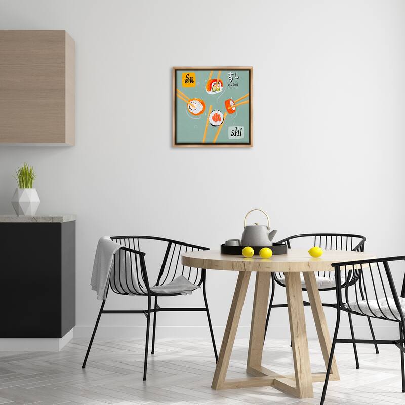 Stupell Tasty Sushi Party Gathering Framed Floater Canvas Wall Art Design By Juliet Rose Philips