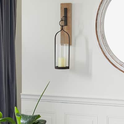 Black Wood Traditional Wall Sconce - 6 x 6 x 23