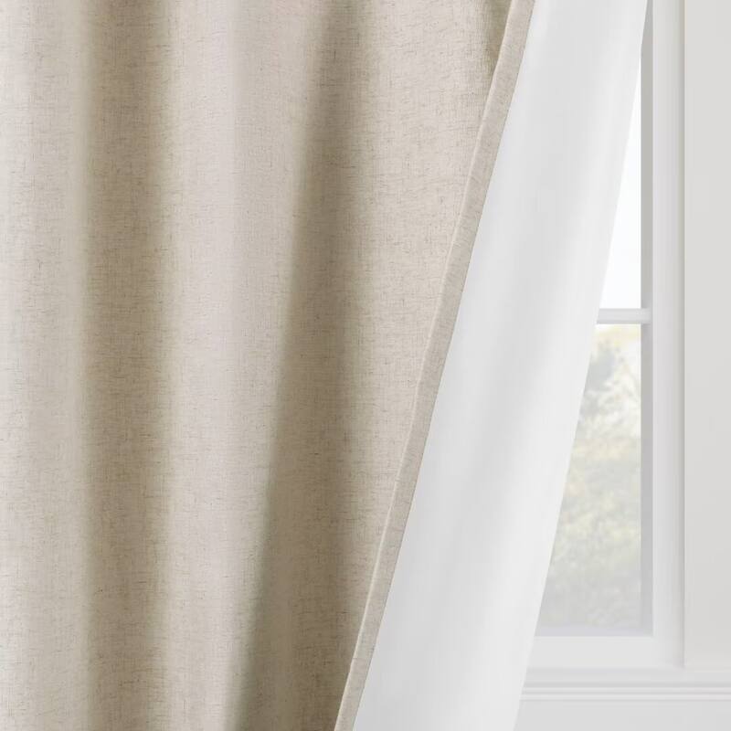 Linen Slub Blackout Grommet Curtain Pair(2 Panels)