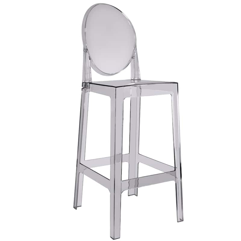 Set of 2 Smoke Modern 30" Seat Bar Stool Counter Height With Back Plastic Chairs For Home Restaurant Office