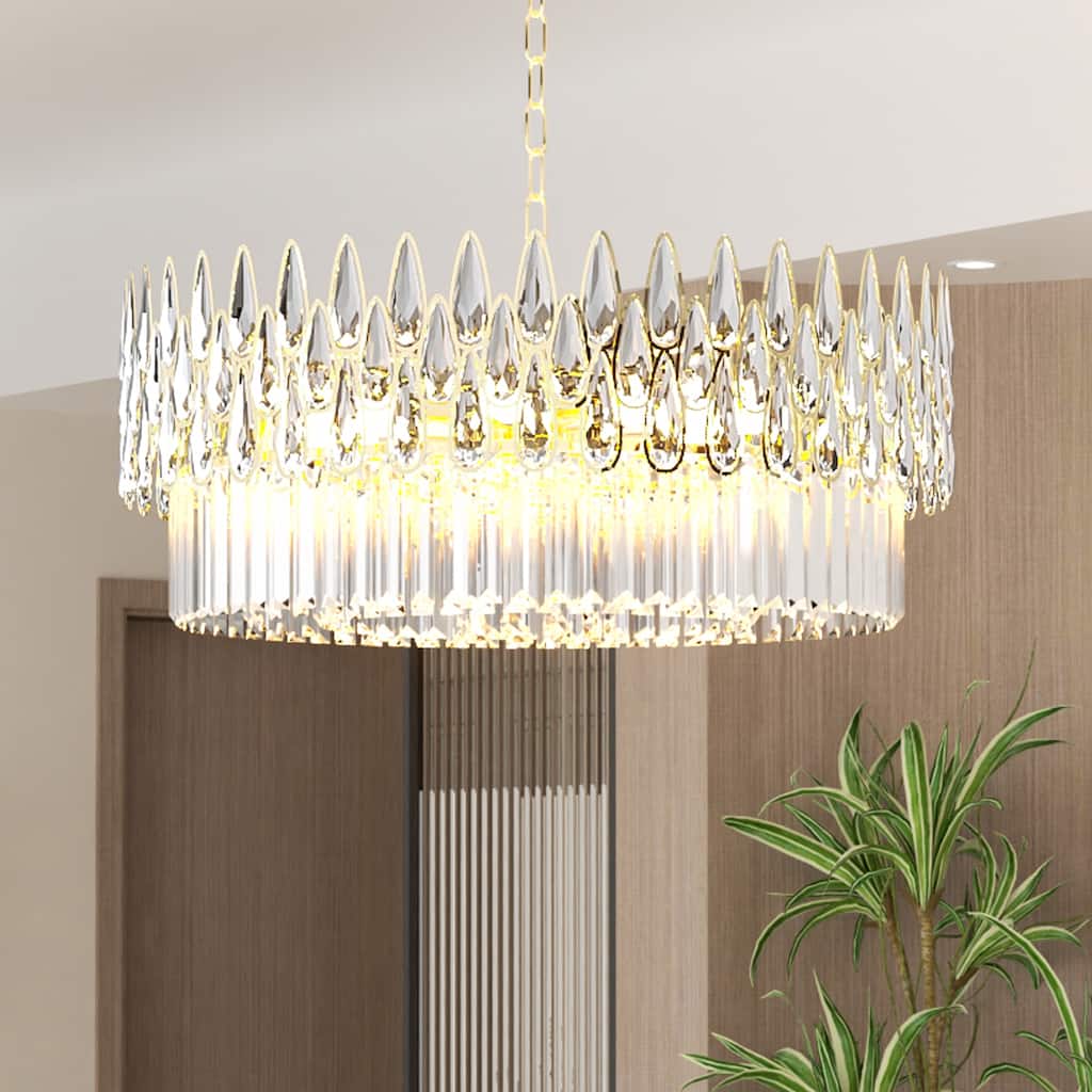 Sumptuous Dazzling Clear Teardrop Prism Crystal Chandelier with LED Lights