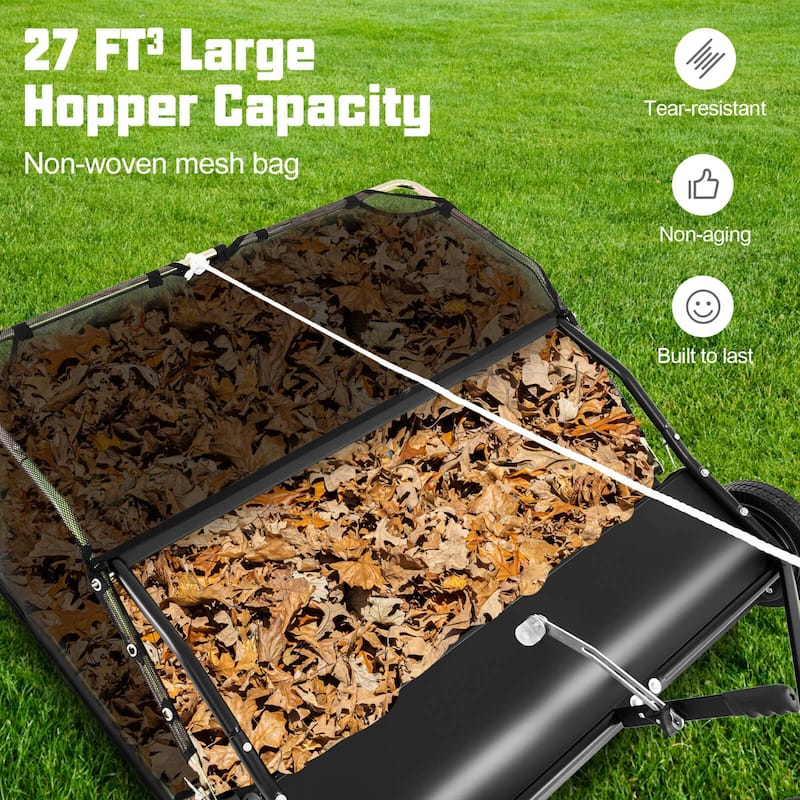 Costway 48" Tow-Behind Lawn Sweeper with 27 Cu.FT Large-Capacity - See Details