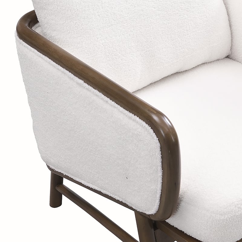 2PCS Sherpa Fabric Armchair With Solid Wood Frame