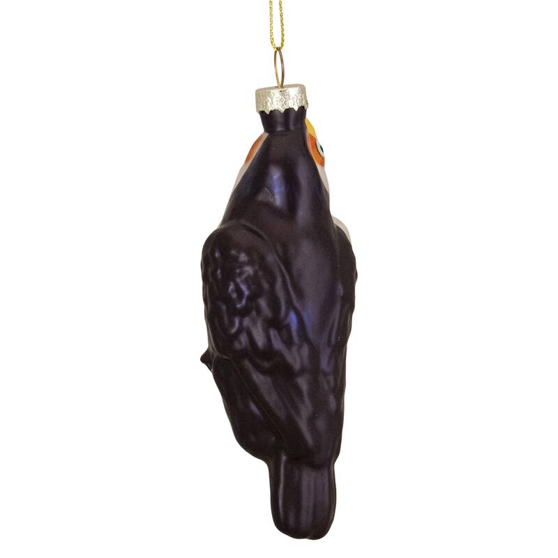 4.75" Black and Gold Glass Toucan Bird Christmas Ornament