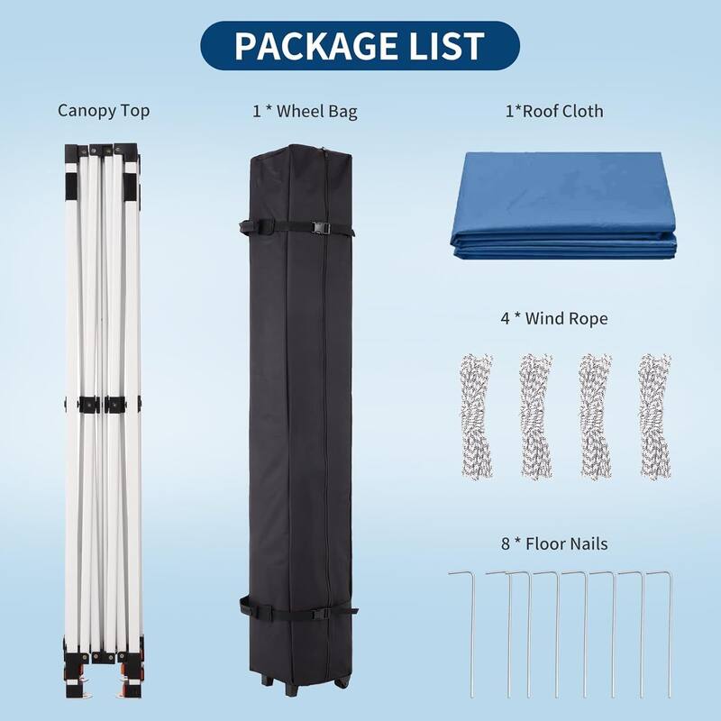 10 x 10 ft Pop Up Instant Canopy Tent, All Season Outdoor Sun Shade for Patio, Backyard, Bench, Garden - N/A