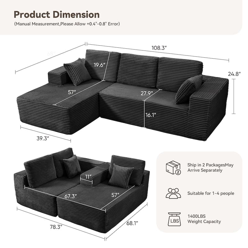 Oversized Chaise Lounge Chair Indoor Comfy Deep Seat Sleeper Couch