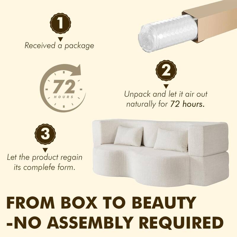75 Inch Memory Foam 2-in-1 Foldable Sleeper Sofa Bed w/ 2 Pillows for Living Room