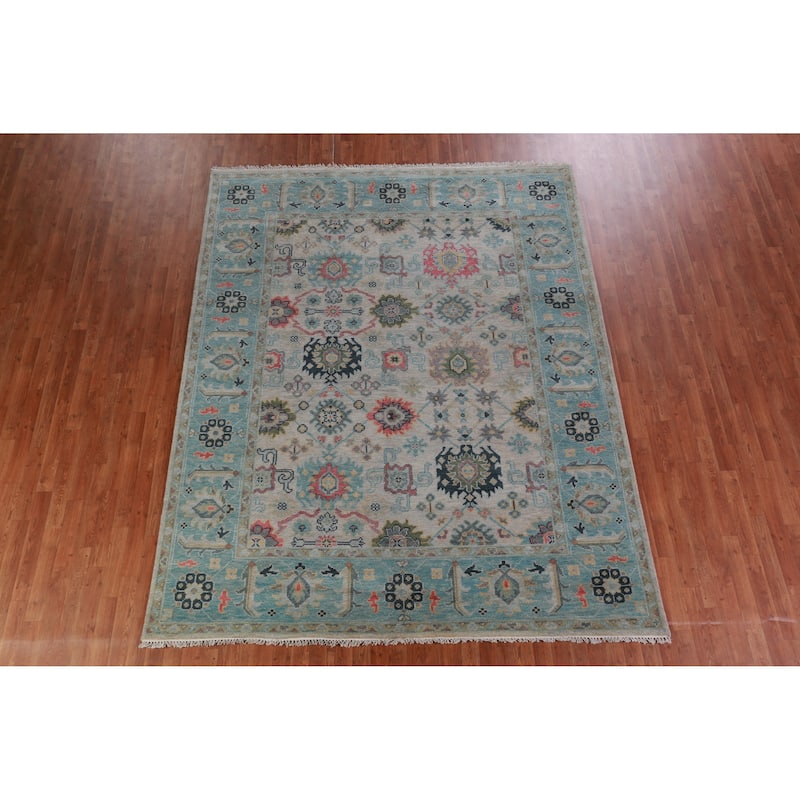 Hand Knotted Oriental 100% Wool Carpet Transitional All-Over Greys & Charcoal Oushak Area Rug - 10' 0'' X 8' 0''