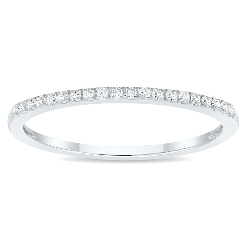 Women's 1/10 Carat TW Thin Diamond Wedding Band in 10K White Gold