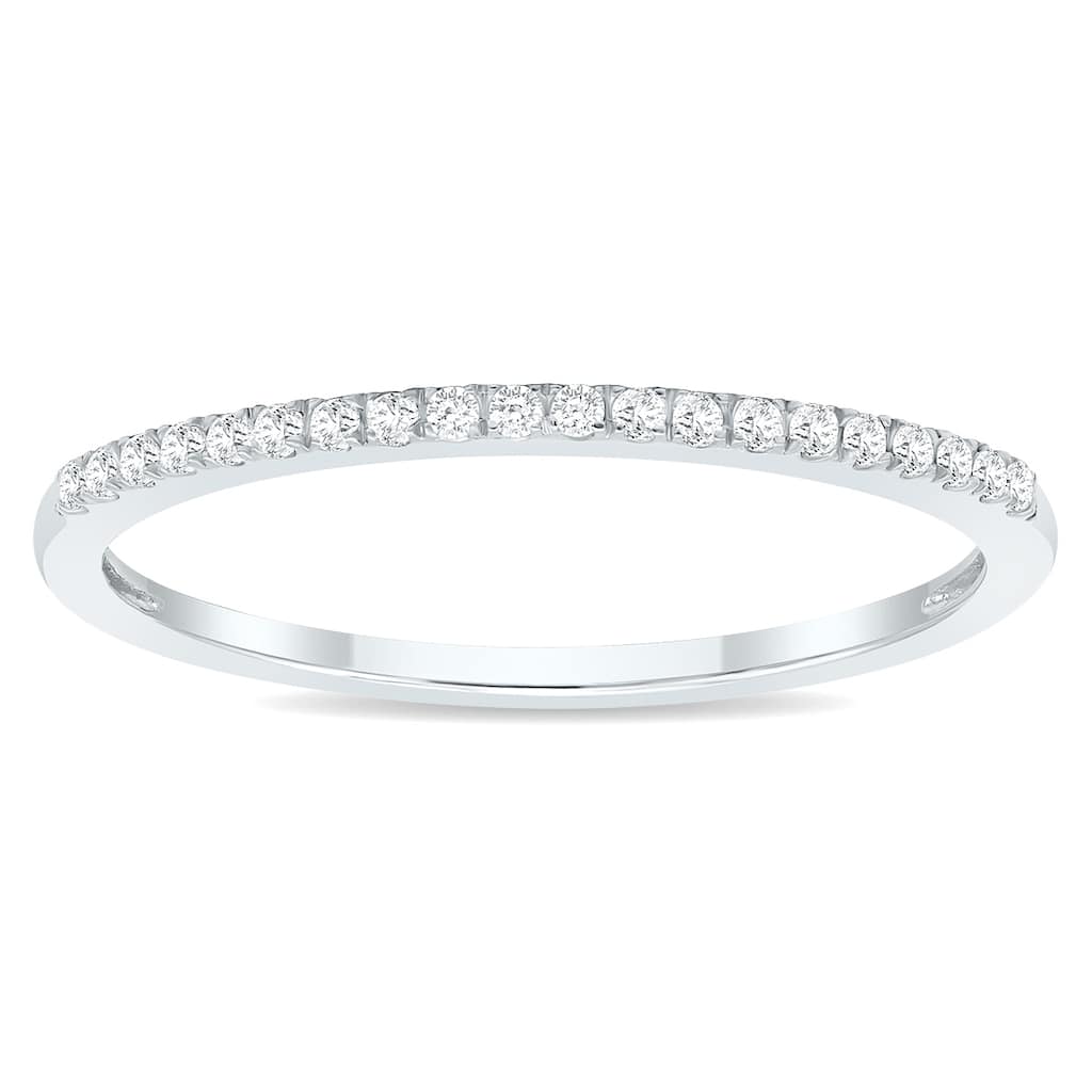 Women's 1/10 Carat TW Thin Diamond Wedding Band in 10K White Gold
