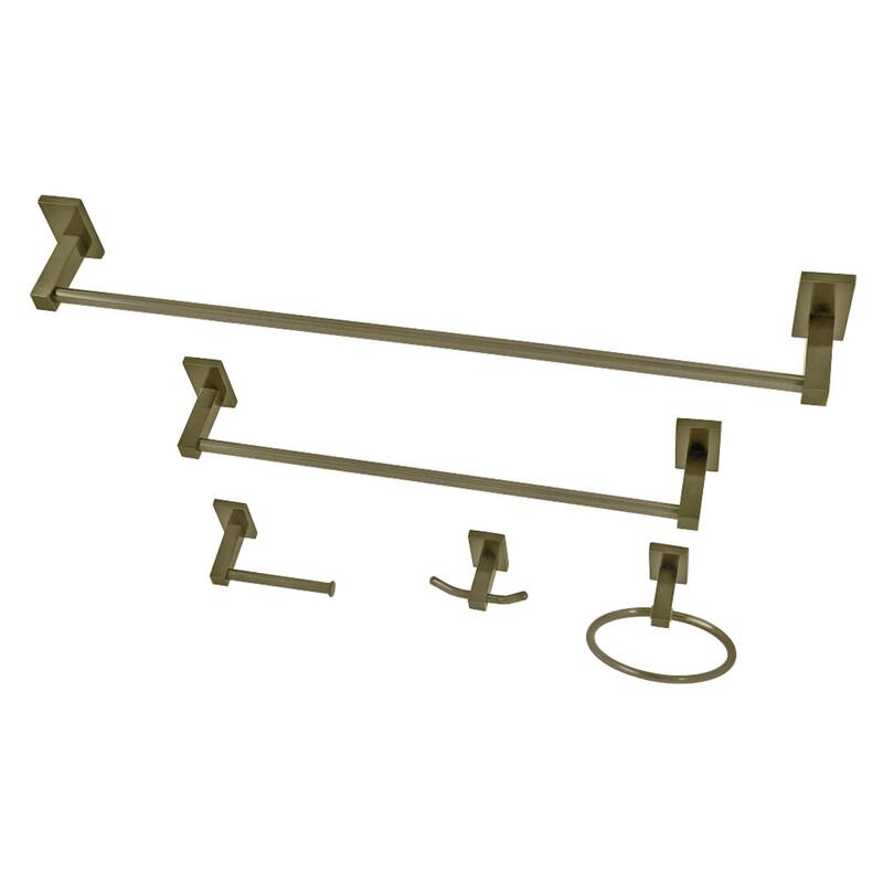 Kingston Brass Continental 5 Piece Bathroom Package with 18" and 24" - Antique Brass