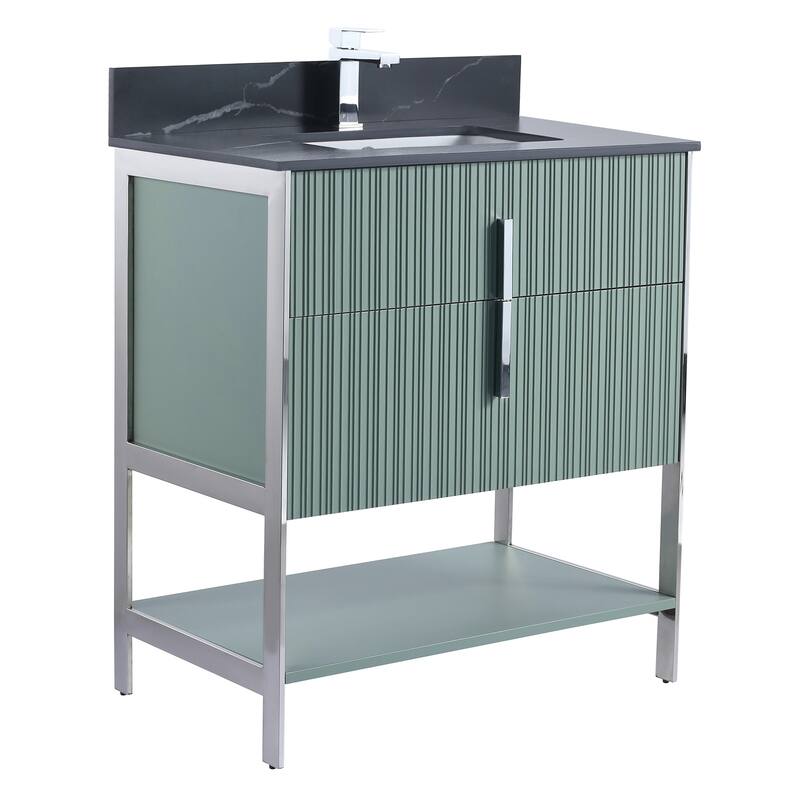 Fine Fixtures Serenity Modern Bathroom Vanity with Black Sintered Stone Top