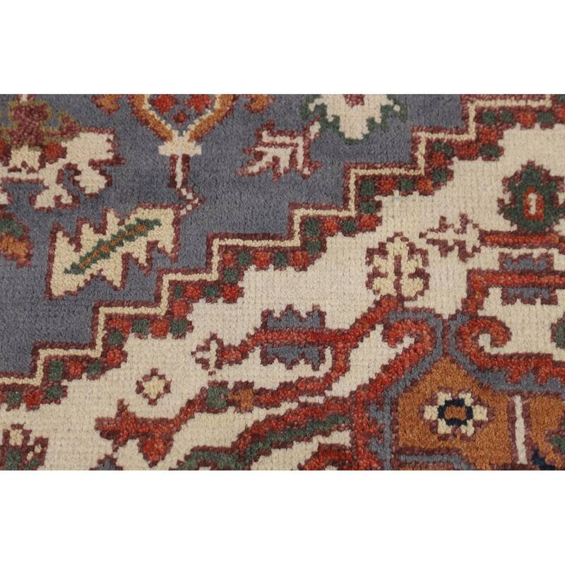 Geometric Heriz Serapi Oriental Area Rug Hand-Knotted Wool Carpet - 7'11" X 9'10"