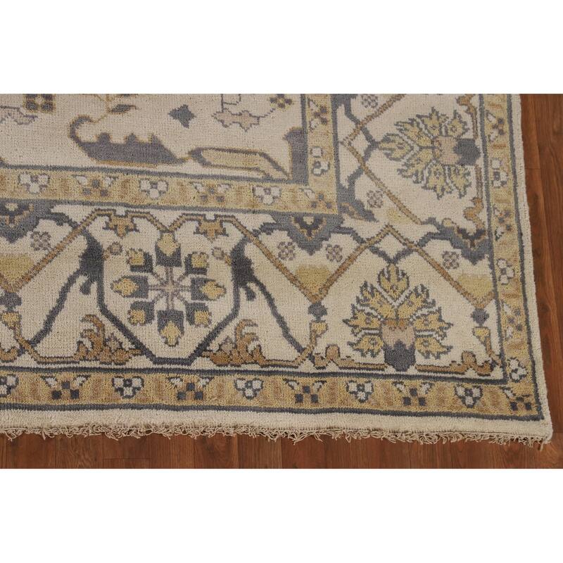 Beige Oushak Oriental Area Rug Handmade Oriental Wool Carpet - 8'1"x 9'10"