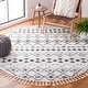 preview thumbnail 35 of 117, SAFAVIEH Berber Fringe Shag Leatha Trellis Rug 3' Round - Cream/Dark Grey - Round