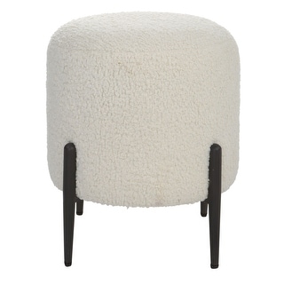 Faux Shearling Plush Ottoman - 20" - White and Black