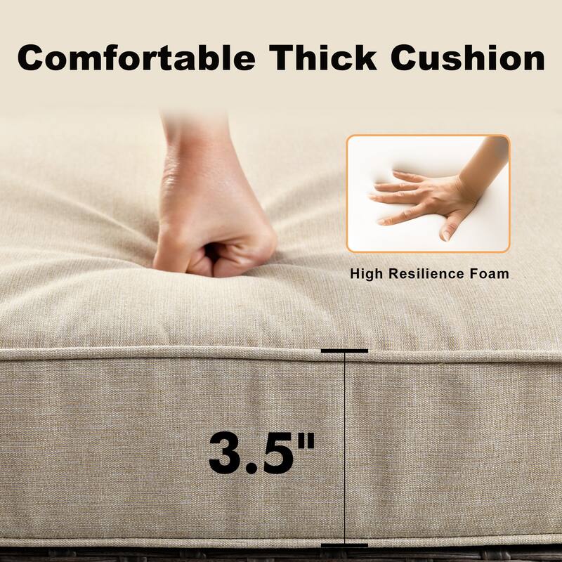 OVIOS 5 Piece Outdoor Wicker Loveseat Rocking Chair Set