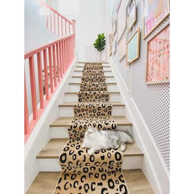 Well Woven Leopard Modern Animal Prints Black Ivory Runner Rug - 2' x 7'3"