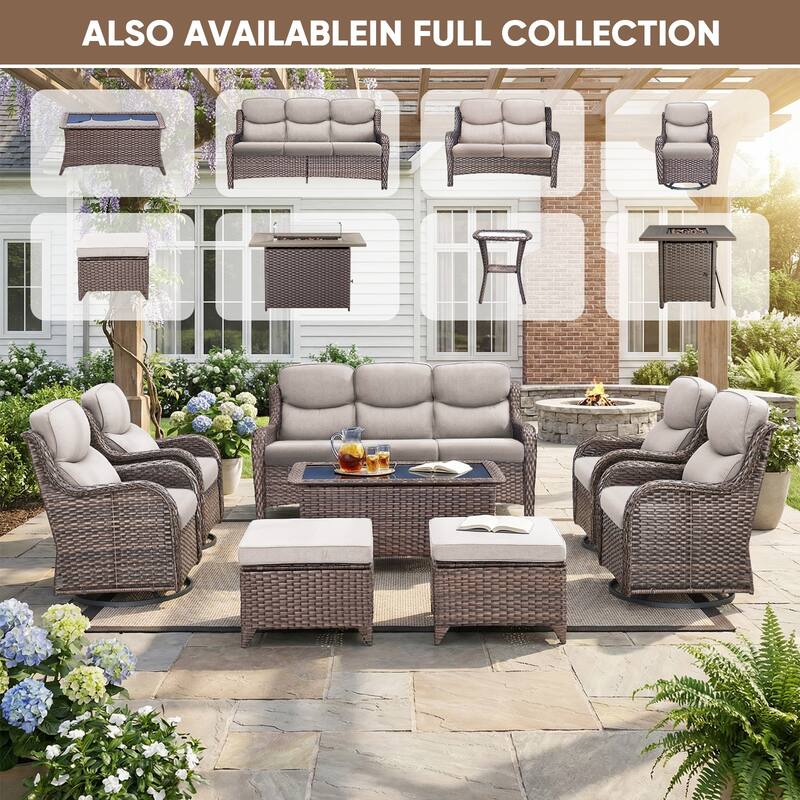 Pocassy Outdoor 2 Person Sofa Patio Loveseat with Comfy Cushions