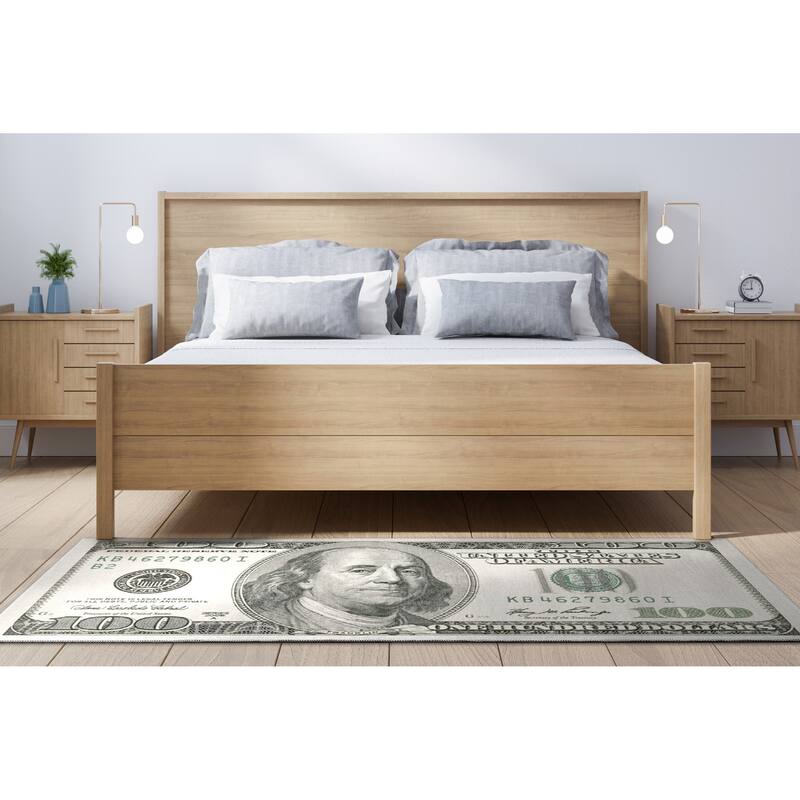 Well Woven Money Dollar Front 2006A Modern Machine Washable Area Rug
