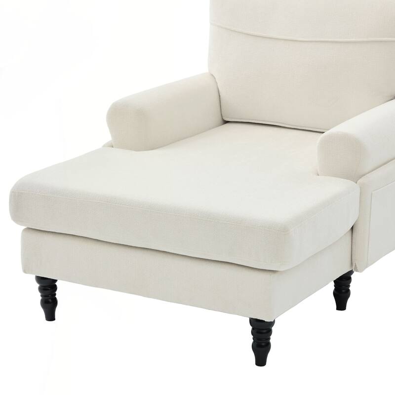 Modern Minimalist Chenille Fabric Chaise Lounge Recliner Single Sofa Living Room Bedroom