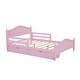 preview thumbnail 43 of 46, Twin/Full Size Wood Platform Bed with Half Guardrails on Both Sides, Modern Design Kids Storage Bed Frame with 2 Drawers
