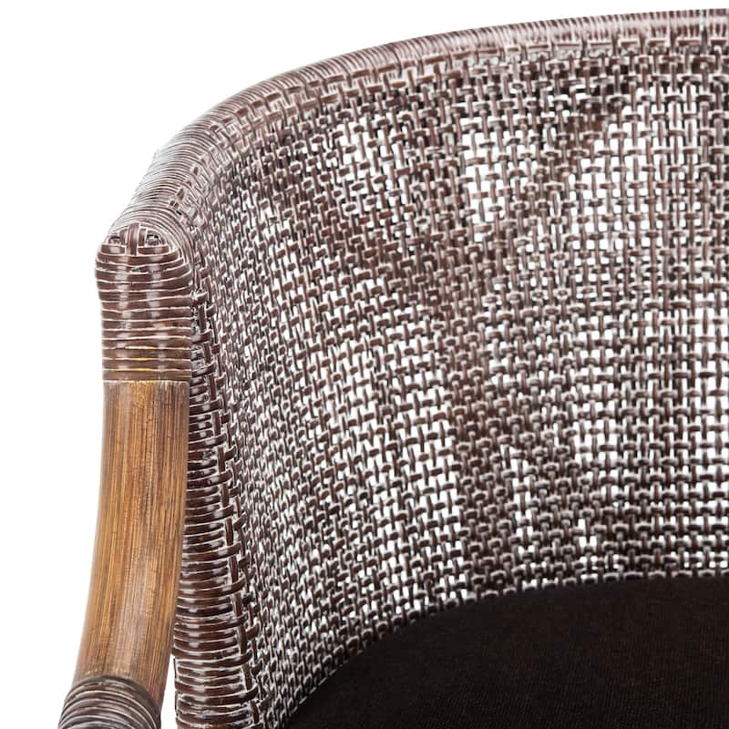SAFAVIEH Brando Solid Wood Rattan 30-inch Seat Height Bar Stool (Fully Assembled) - 22.3" W x 20.5" L x 39" H