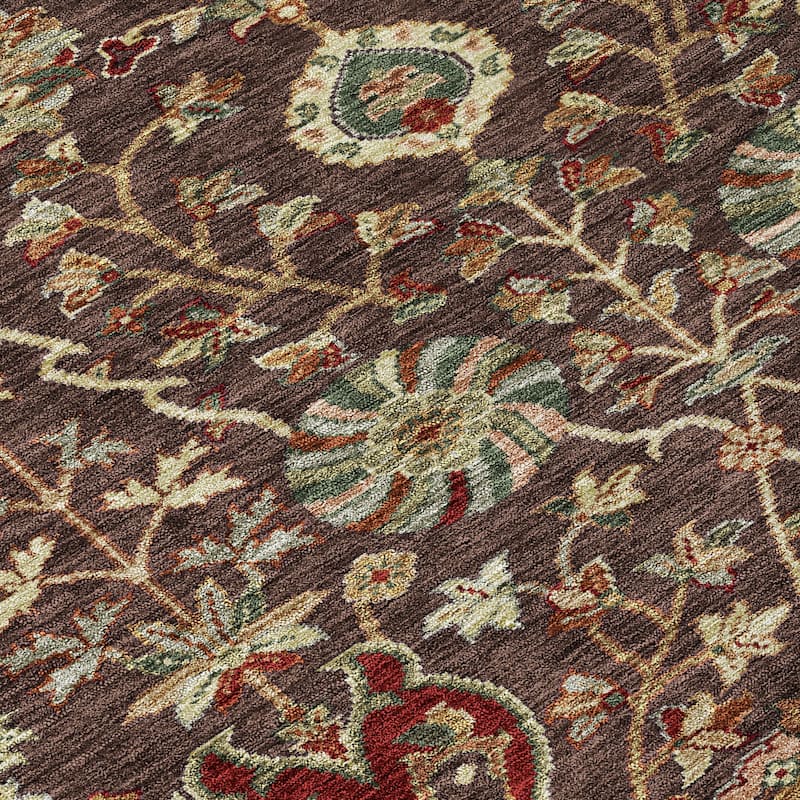 Machine Washable Indoor/ Outdoor Traditional Kashan Chantille Rug