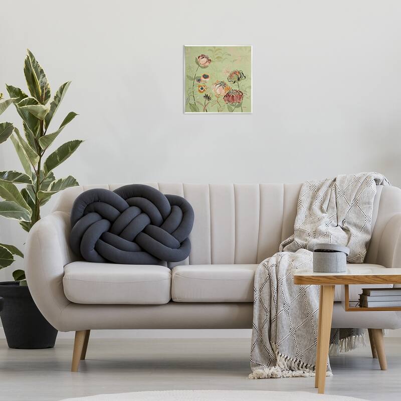 Stupell Curled Chrysanthemums on Green Wall Plaque Art Design By Dusza