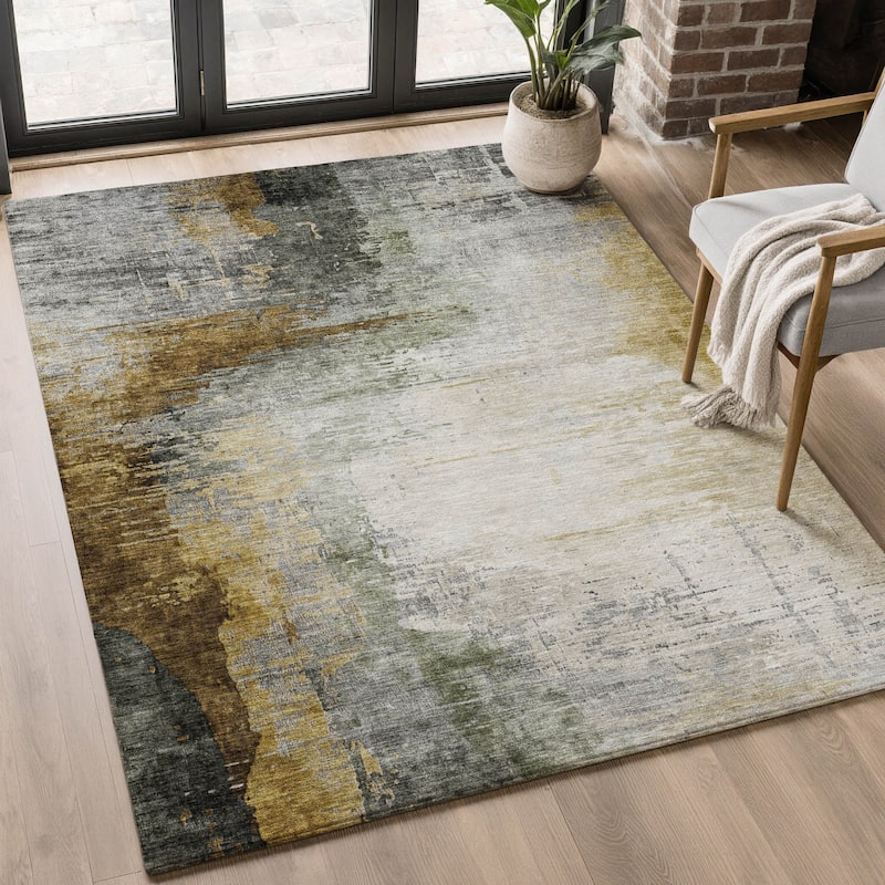 Premium Washable Super Soft Abstract Soid Mayfield Rug - Chocolate - 3' x 5'