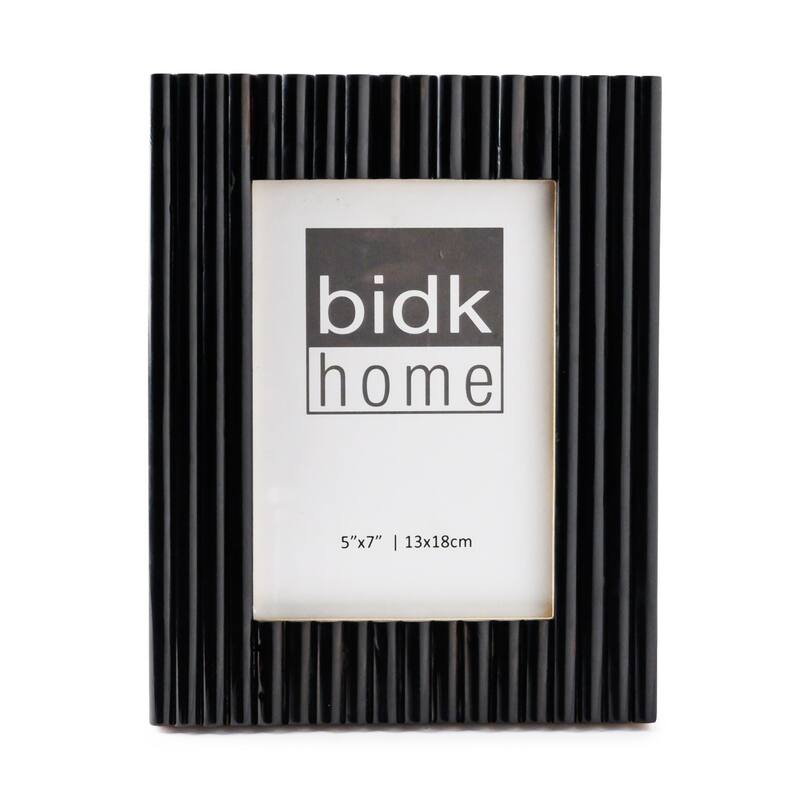 Rectangular Ridged Picture Frame - for 5" x 7" Photo - Black - 5-inchx7-inch