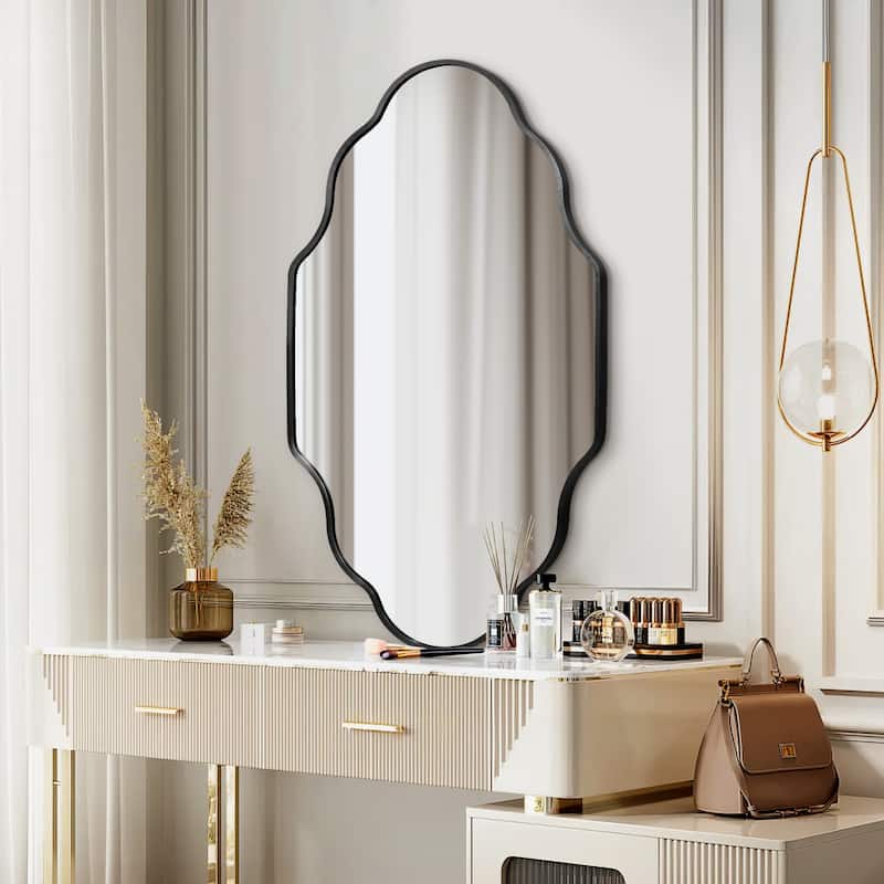 Scalloped Aluminum Alloy Framed Irregular Wall Mirror