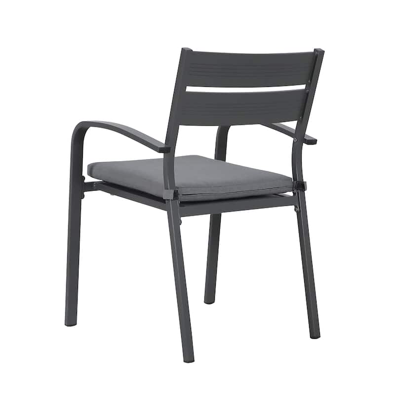 Outdoor Stackable Aluminum Dining Chair with Cushion (Set of 4)