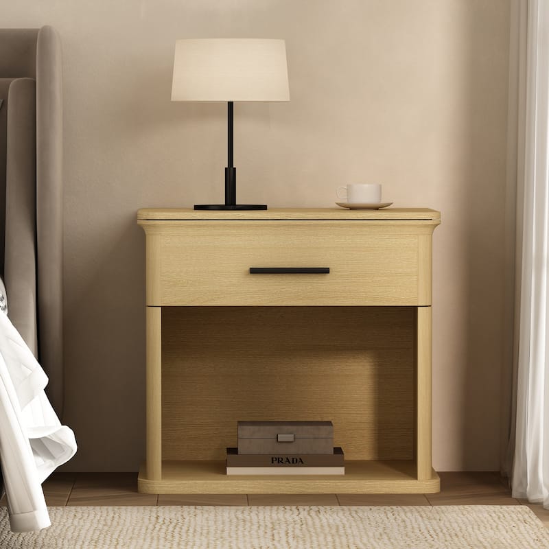 Clifford 1 Drawer Bedroom Nightstand - Natural Oak