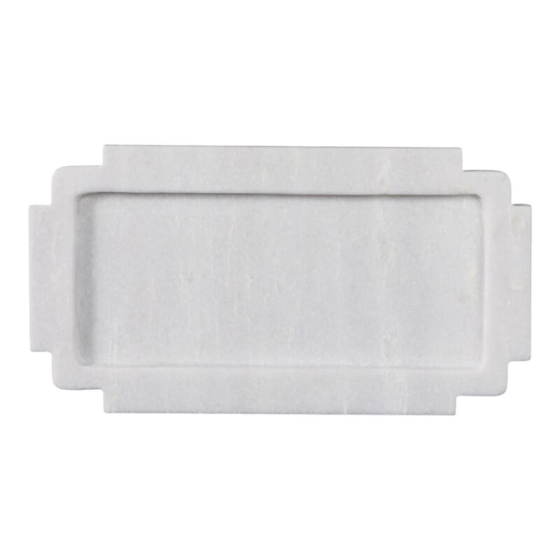 Modern Marble Tray with Elevated Base and Rounded Feet - 2" White - 13" x 7.25" x 2"