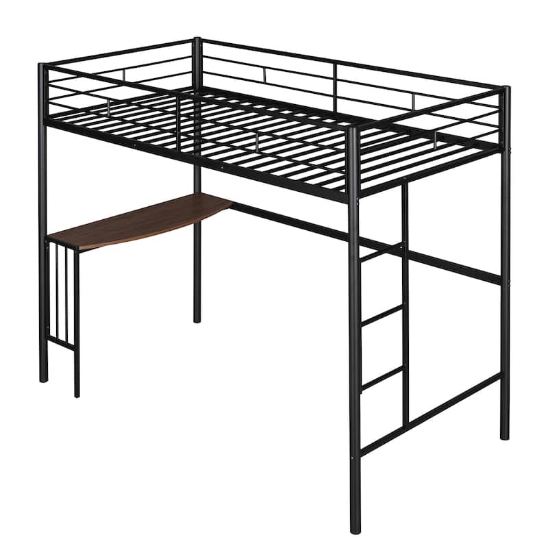 Nestfair Twin Over Full Metal Bunk Bed with Desk and Ladder