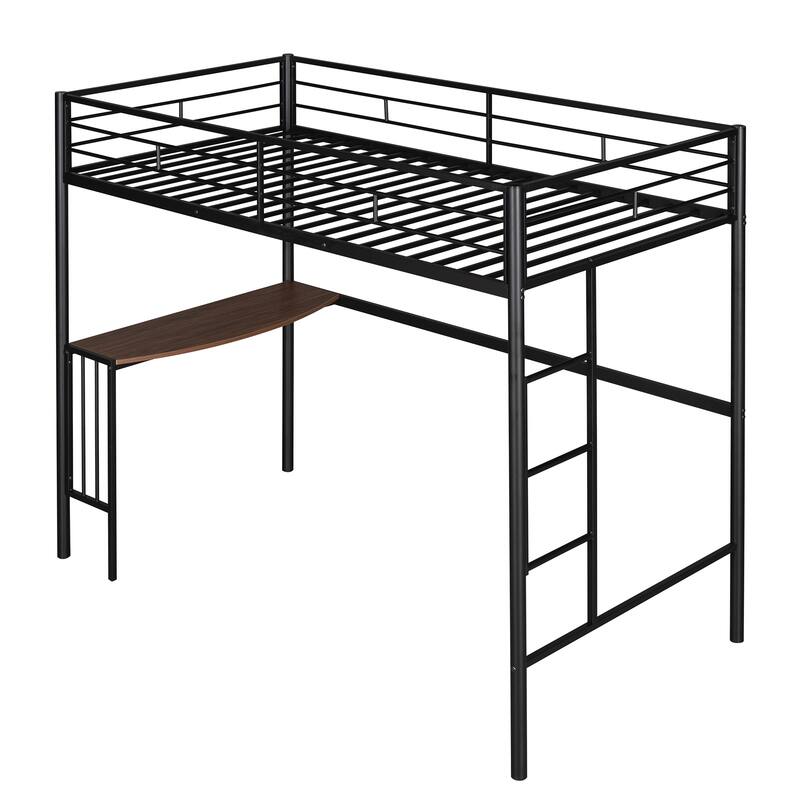 Twin Over Full Metal Bunk Bed with Desk and Ladder