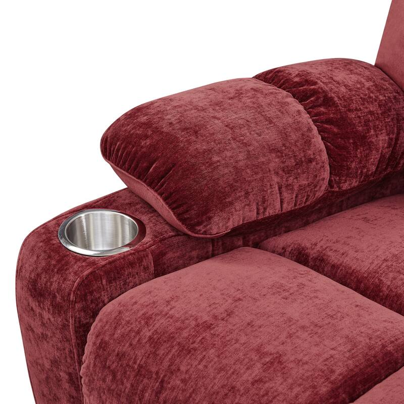 Red Dual OKIN Motor Lift Recliner for Seniors with Heat, Massage, 180° Lay Flat Capability, Adjustable Backrest & Footrest