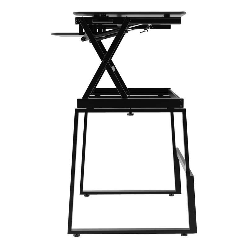 Rocelco 40 in. W Black Height Adjustable Standing Desk with Floor Stand and Gas Spring Assist Keyboard Tray Platform
