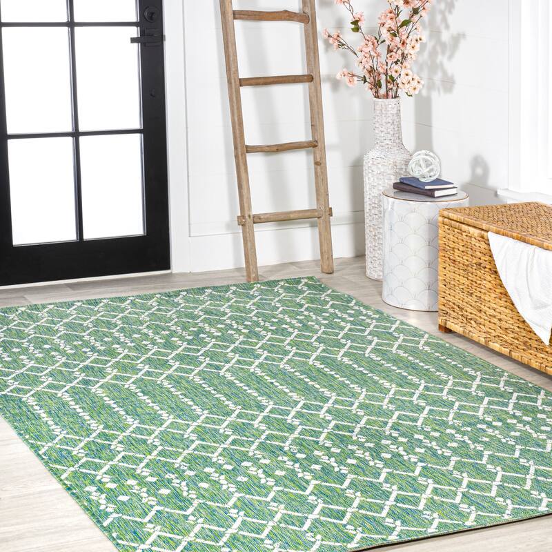 JONATHAN Y Trebol Moroccan Geometric Textured Weave Indoor/Outdoor Area Rug