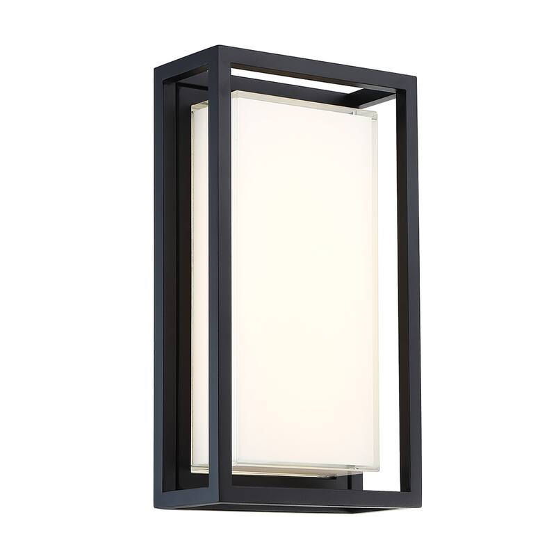 Framed 8in LED Indoor or Outdoor Wall Light 3000K - Black - 14-inch