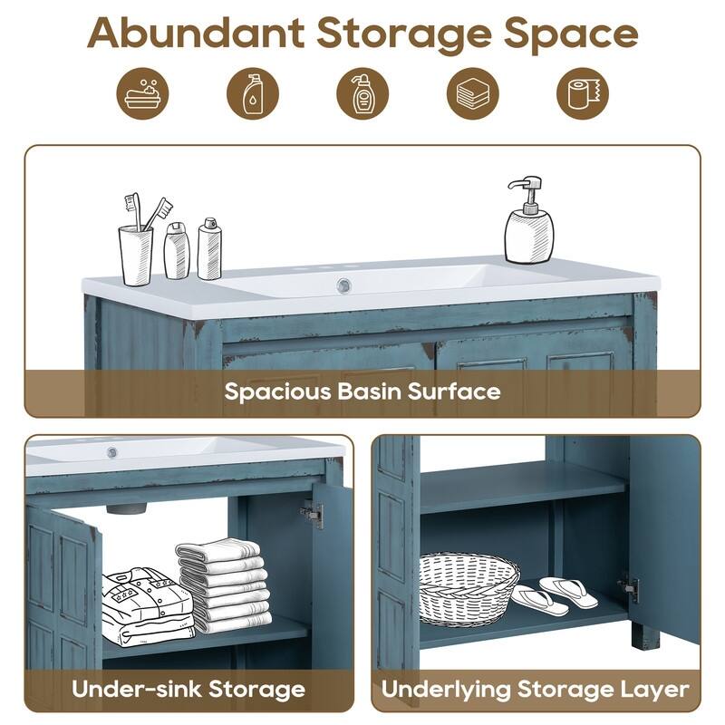 36" Retro Bathroom Vanity Organizer with Sink, Combo Cabinet Set, Bathroom Storage Cabinet
