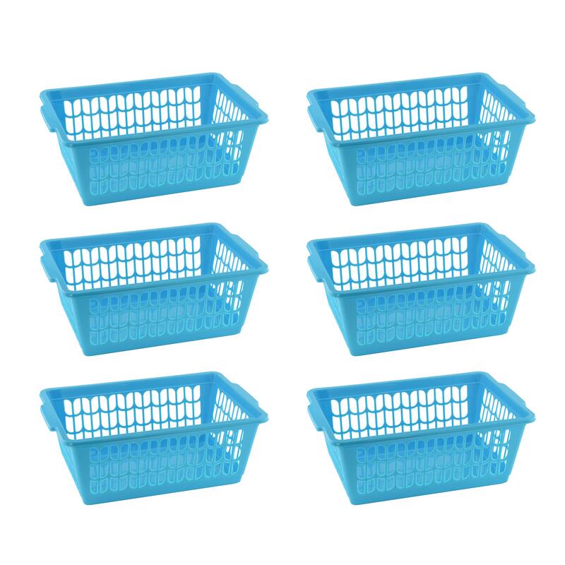 Small Plastic Storage Basket for Organizing Kitchen Pantry, Pack of 6 - blue