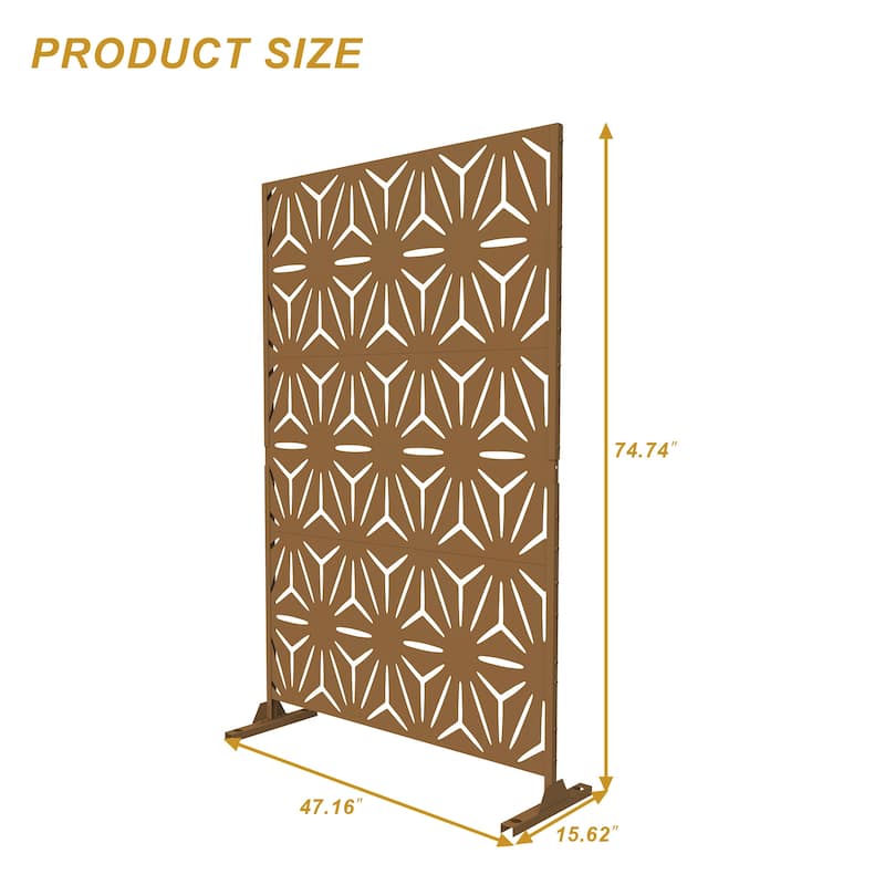 Free Standing Star Black Decorative Outdoor Privacy Screen, 47" L x 76" H