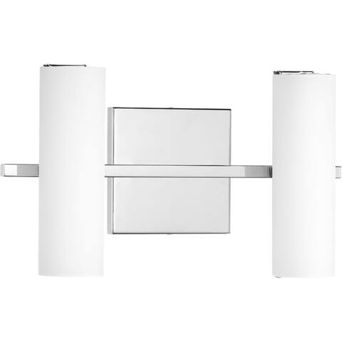 Colonnade LED Collection 2-Light Polished Chrome Etched White Glass Luxe Bath Vanity Light