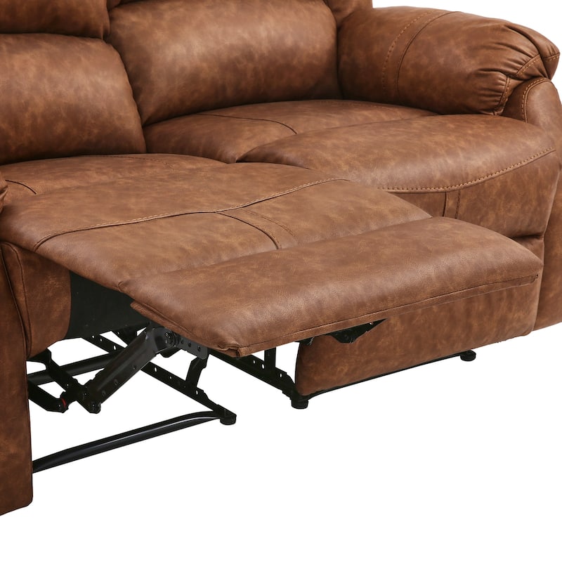 Manual Recliner,Faux Leather Reclining Sofa Set, 2-Seater Reclining Sofas For Living Room - 59"W X 37.4"D X 39.8"H