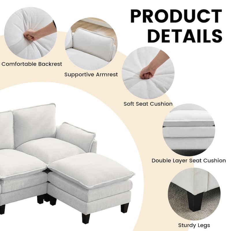 Luxury 4-Seater Sofa & Footstool – Ultra-Plush, Multi-Room Comfort