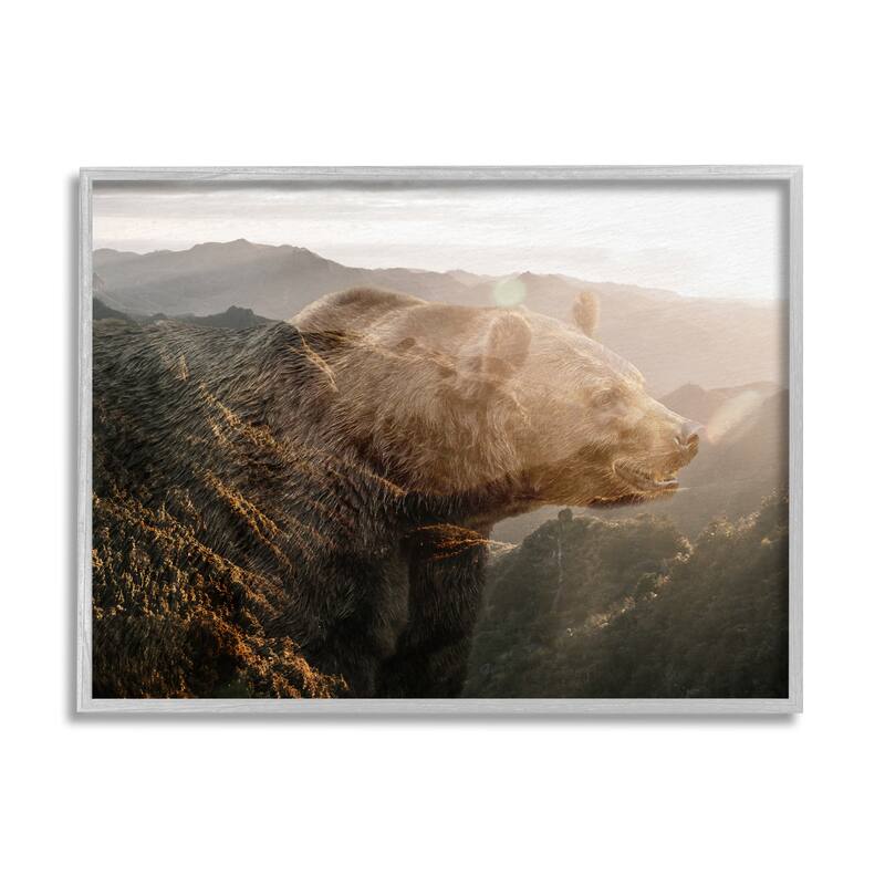 Stupell Abstract Wilderness Bear Rustic Mountain Range Modern Photography Framed Wall Art - Brown